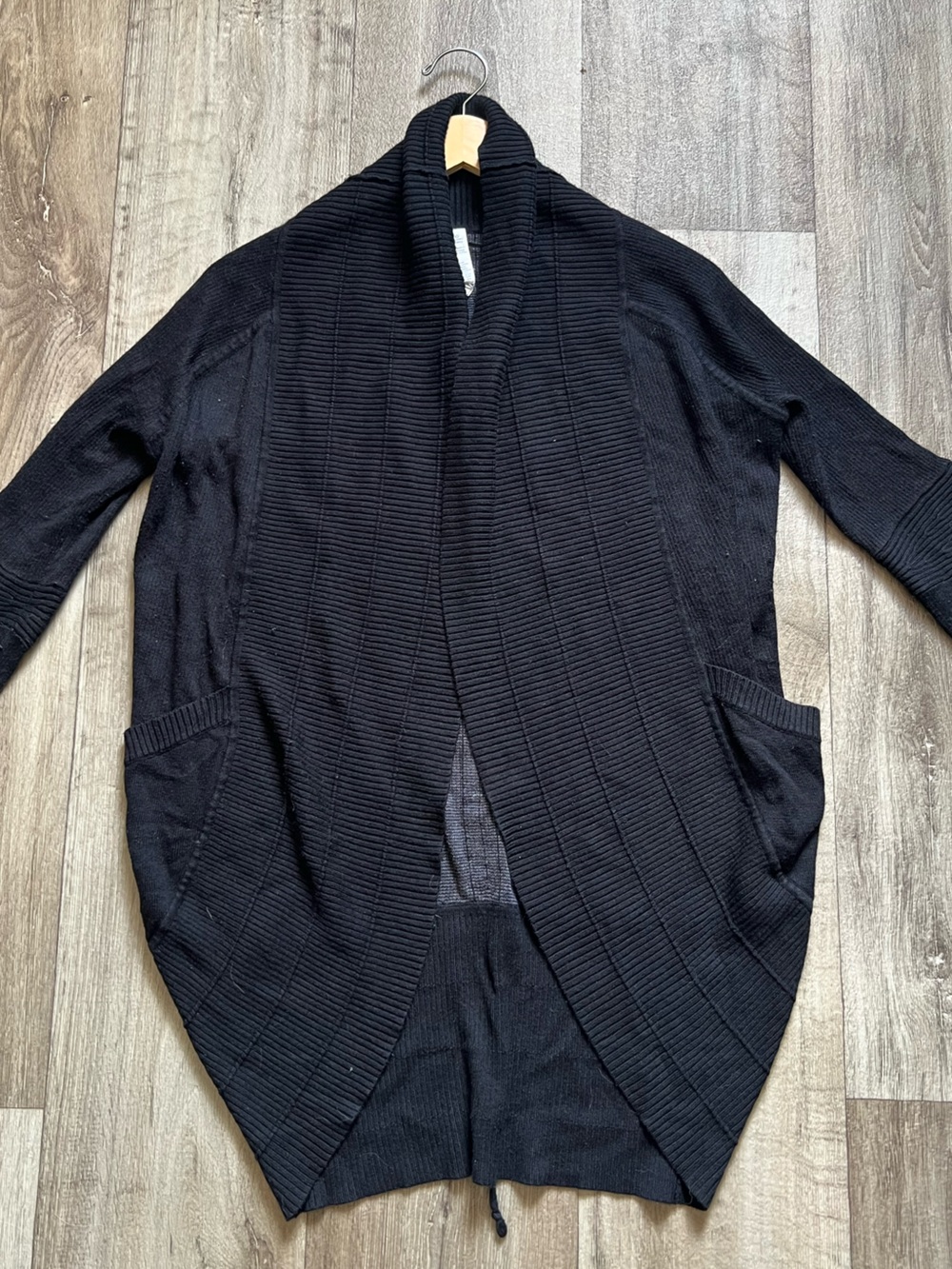 Lululemon Transformation Wrap Cardigan Black Cashmere Blend Size 6